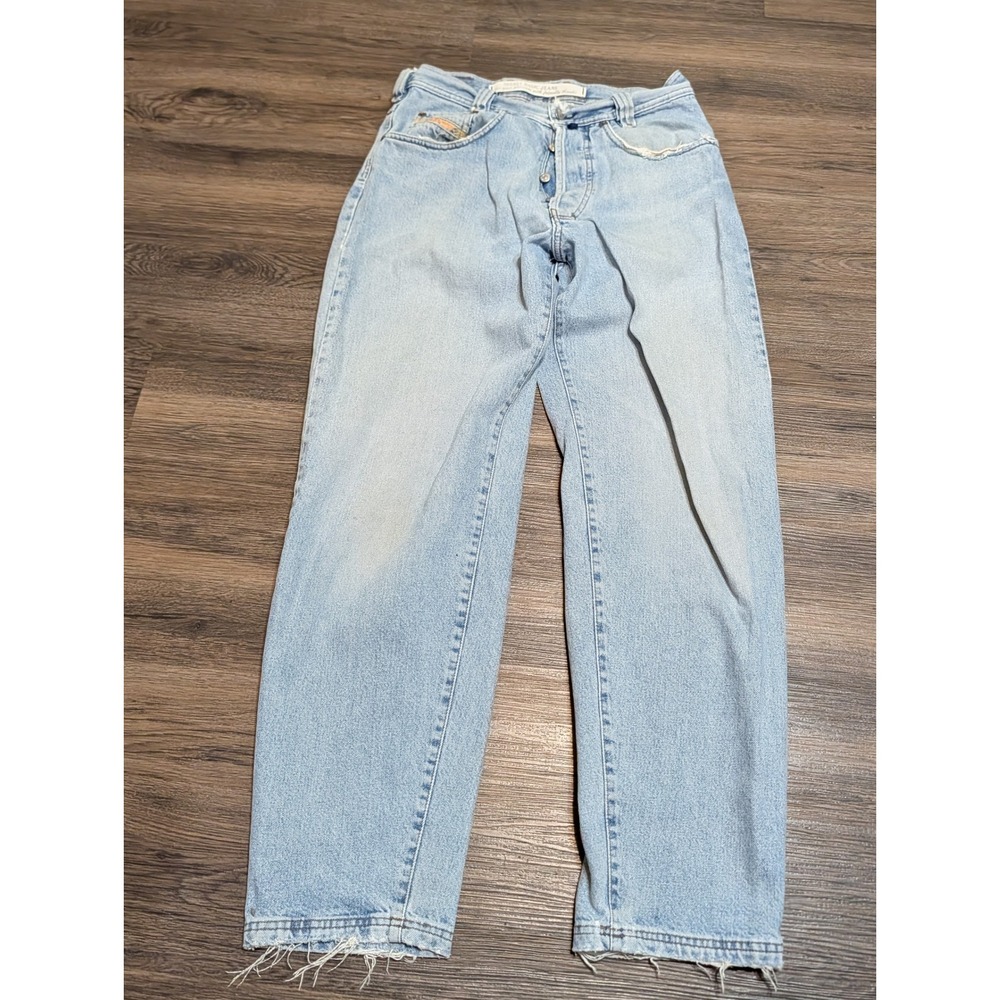 Diesel Saddle Jeans Mens 30 Light Wash Blue Distressed Tapered Italy Y2K